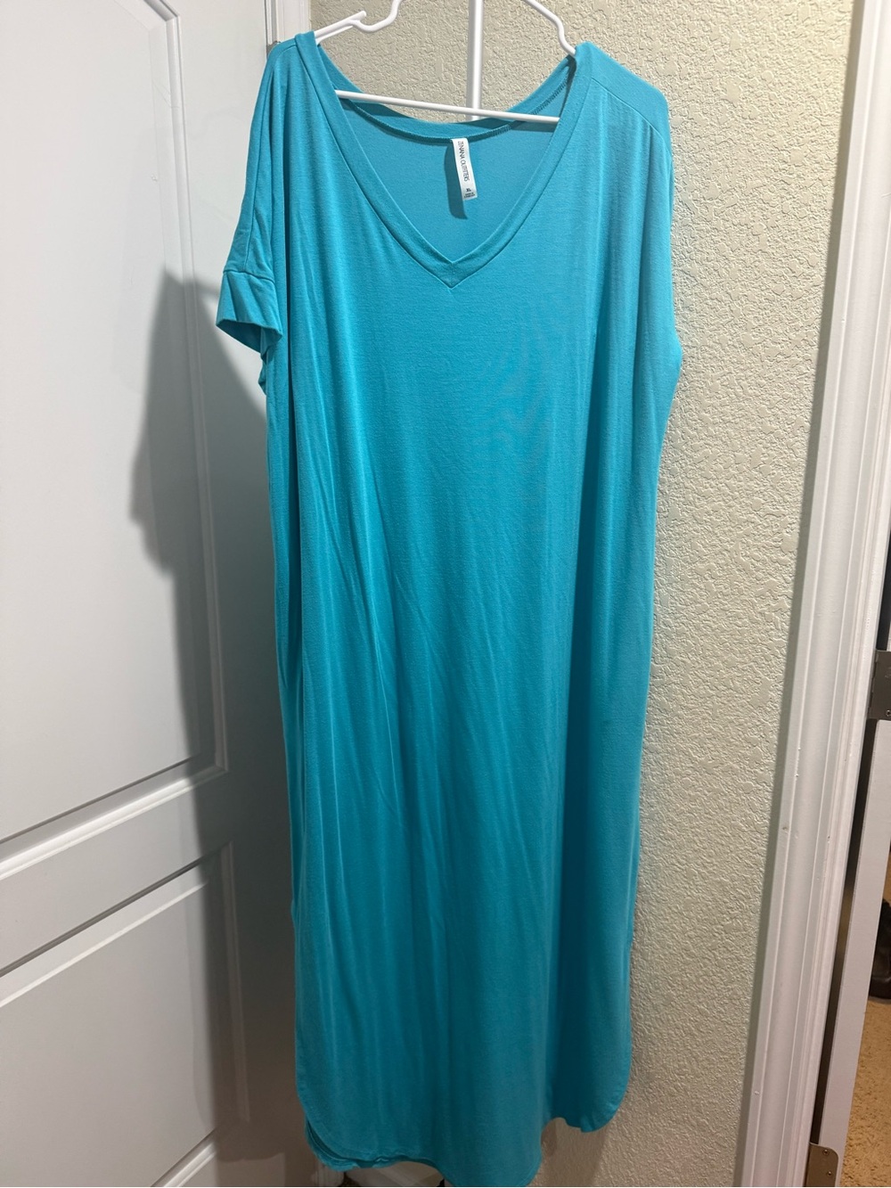 Zenana Outfitters Turquoise V-Neck Maxi Dress